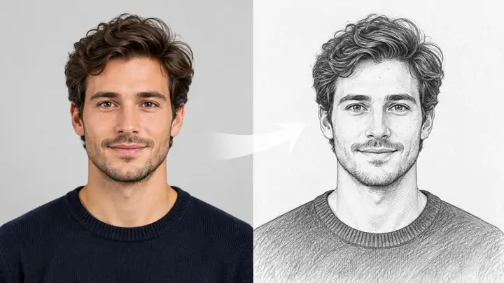 Photo converted into a pencil sketch