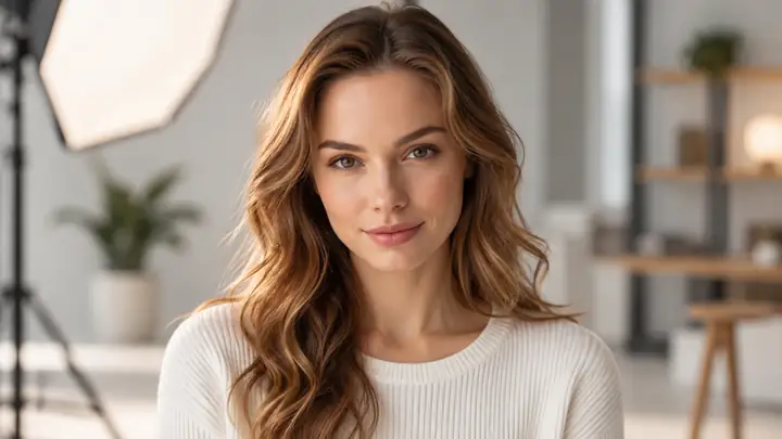 Professional portrait example with studio lighting